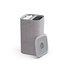 Joseph Joseph Cesto da Biancheria per panni sporchi con separatore da 60 litri, 2 sacchi per il lavaggio rimovibili con maniglie, Grigio