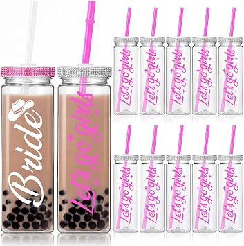 Suclain 12 Pack Bachelorette Party Tumblers Lids Straws 17 oz