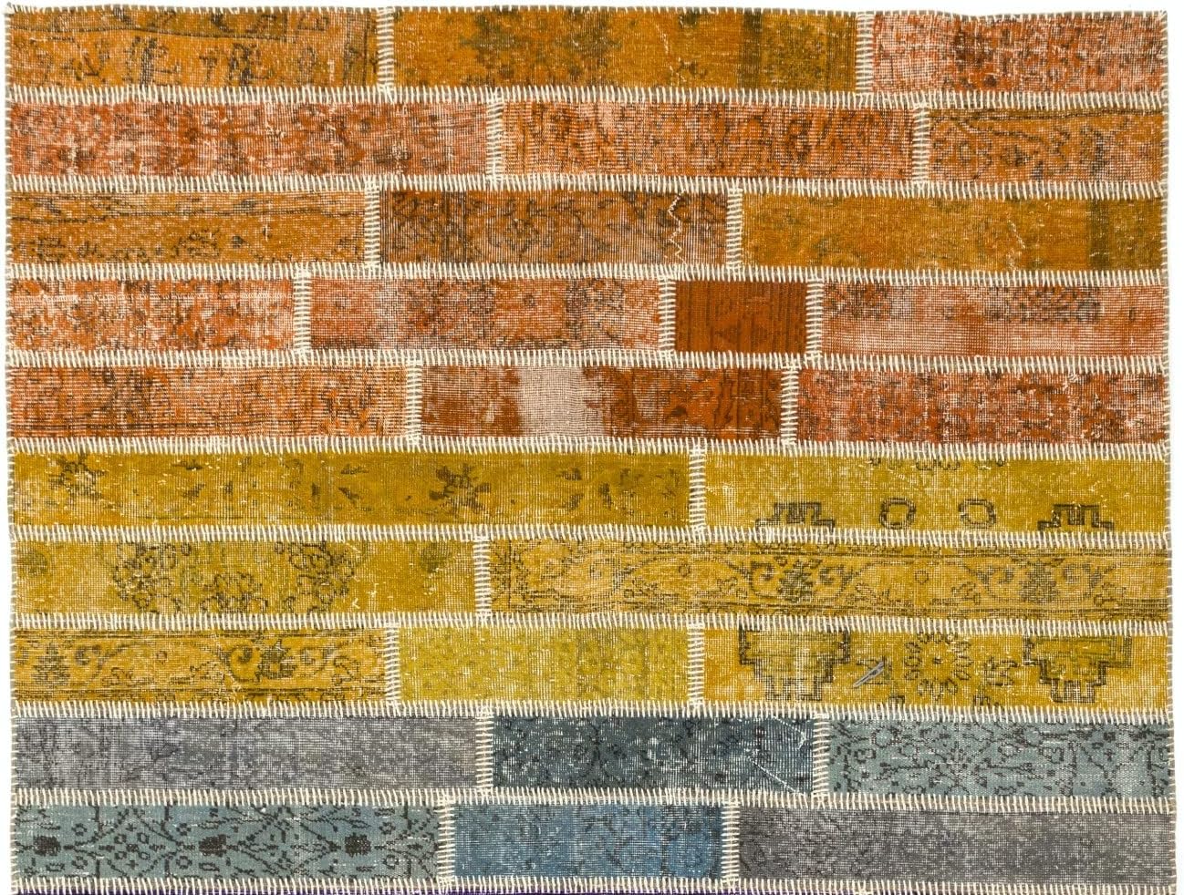 Contemporary Handmade Patchwork Rug, Wool and Cotton Turkish Carpet. Custom Colors & Sizes Available. D706