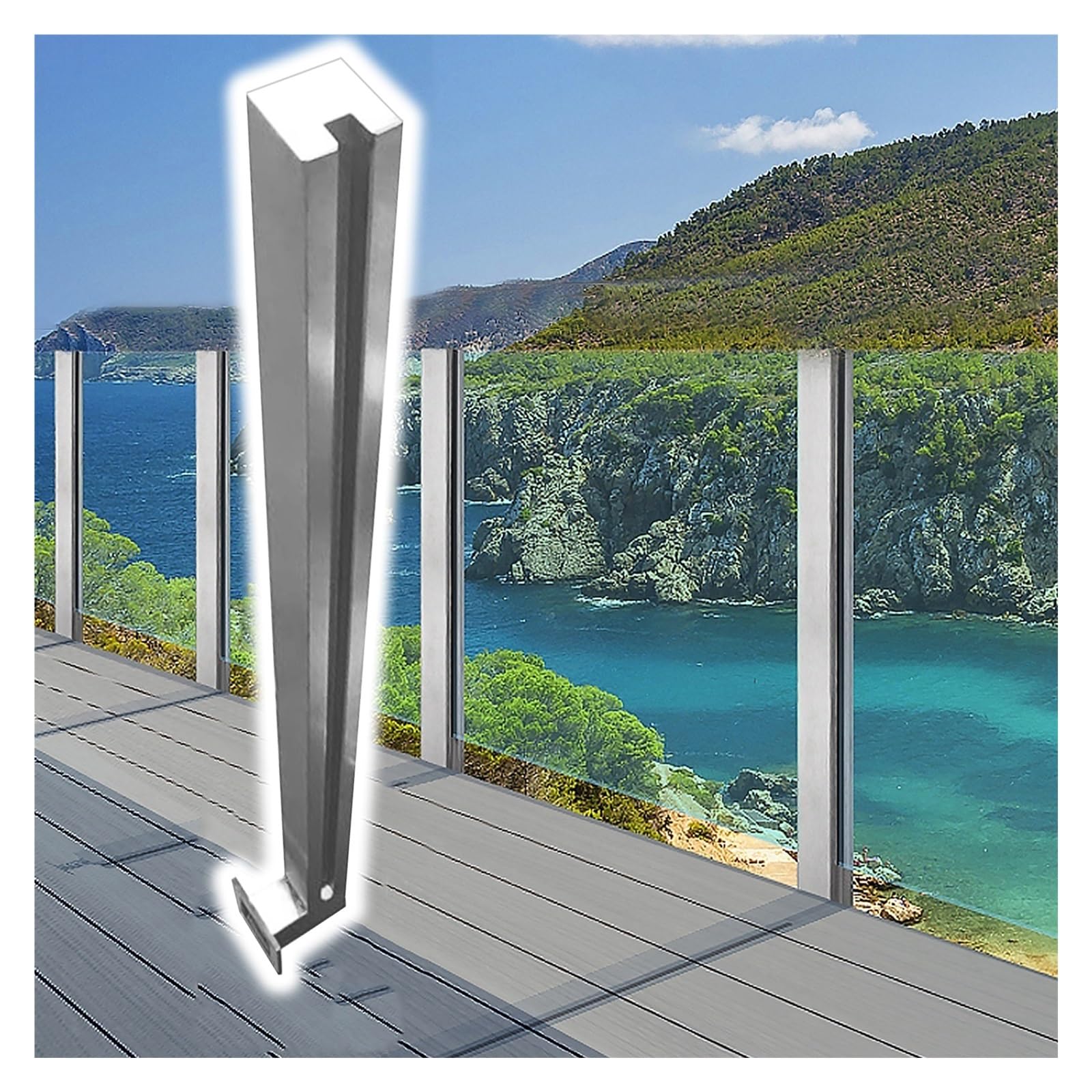 Support de balustrade pour verre trempé ajustable de 65 à 125 cm pour terrasse moderne