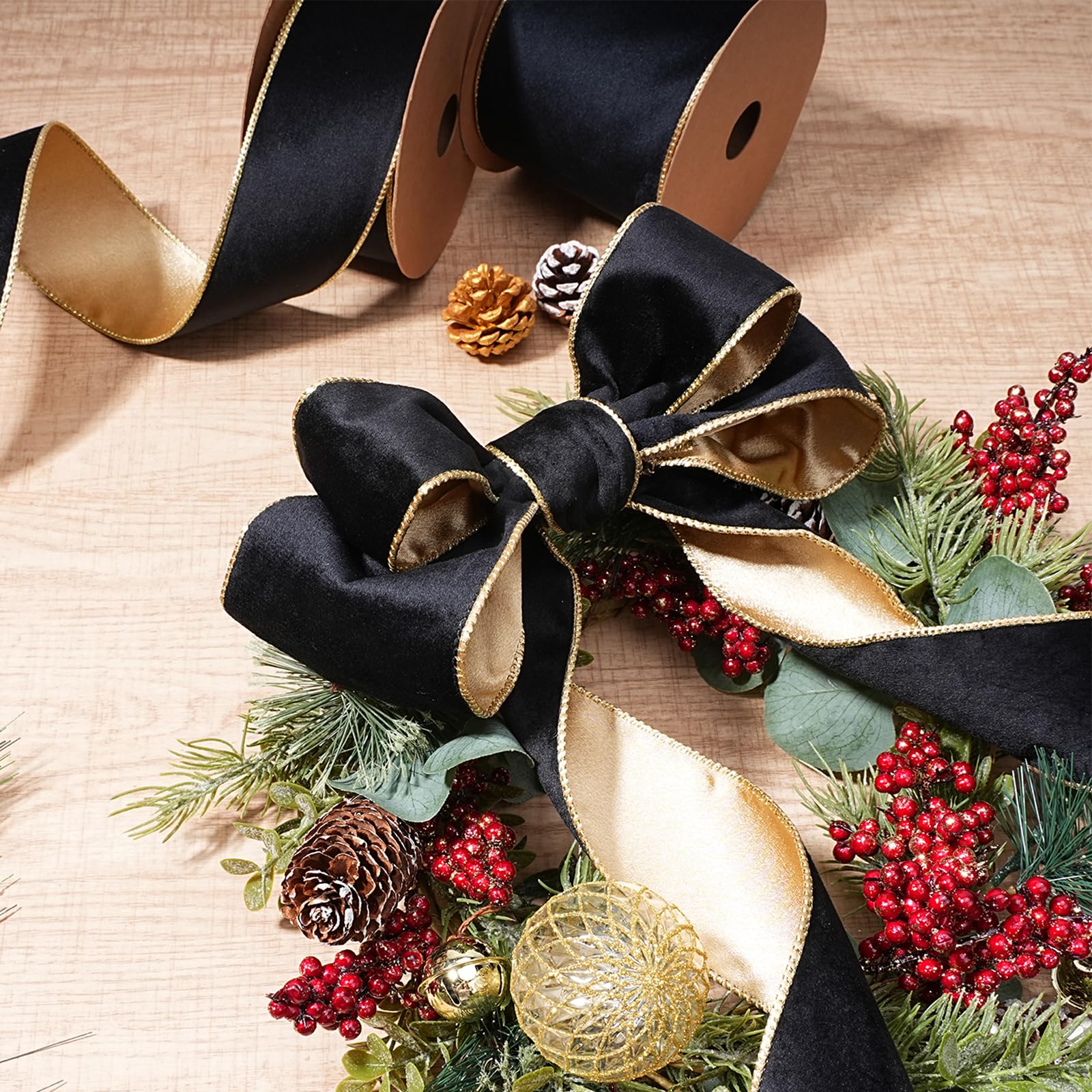 Amazon.com: LaRibbons Black/Gold Reversible Velvet Lurex Wired