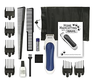 Wahl 9307 1101 Cordless Mini Pro 14 Piece Touch Up And Trim Haircutting Kit, White/Blue