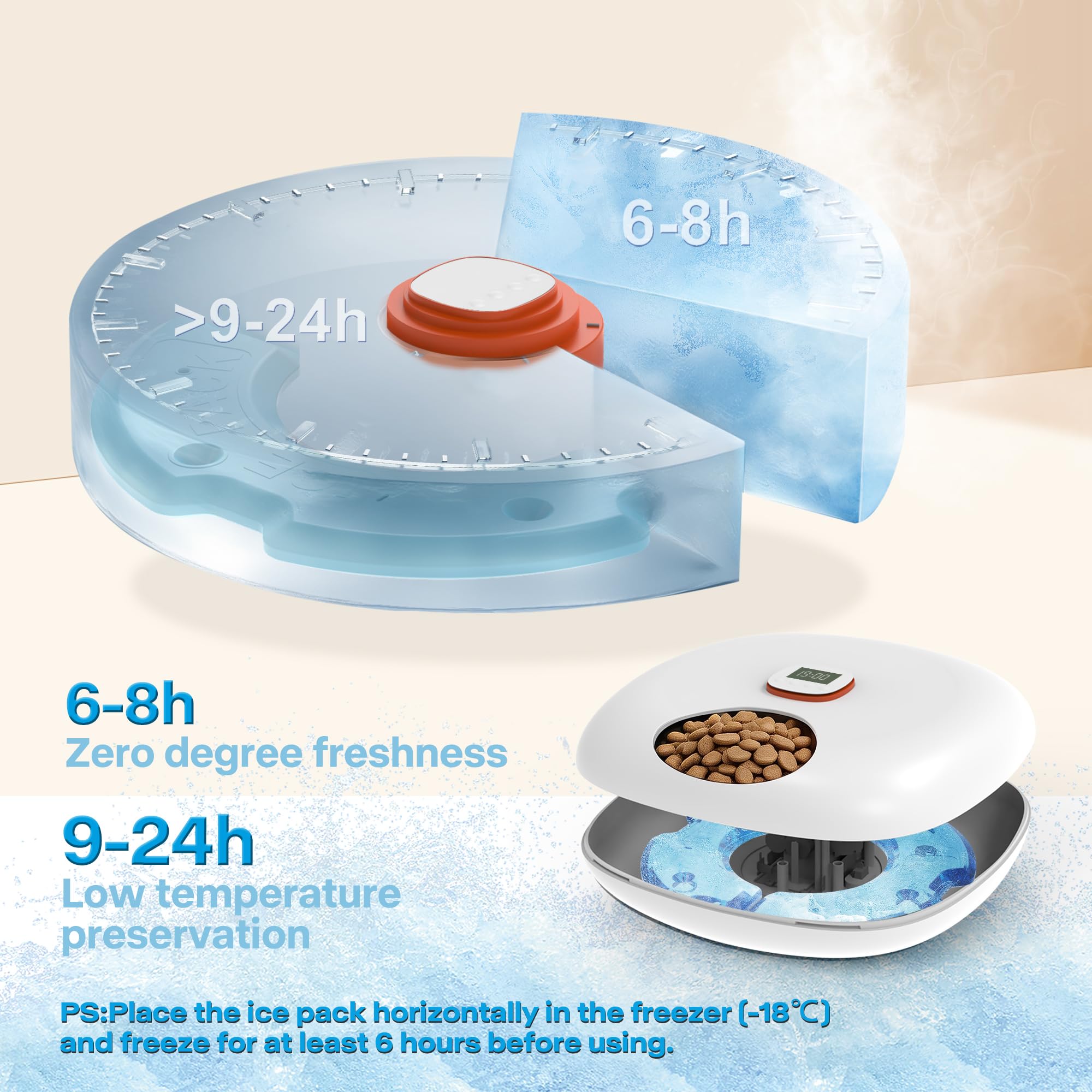 Sharper Image - Mangiatoia automatica per gatti wireless, dispenser automatico di cibo per gatti per cibo umido con 4 confezioni di ghiaccio, alimentatore automatico ricaricabile per gatti con timer