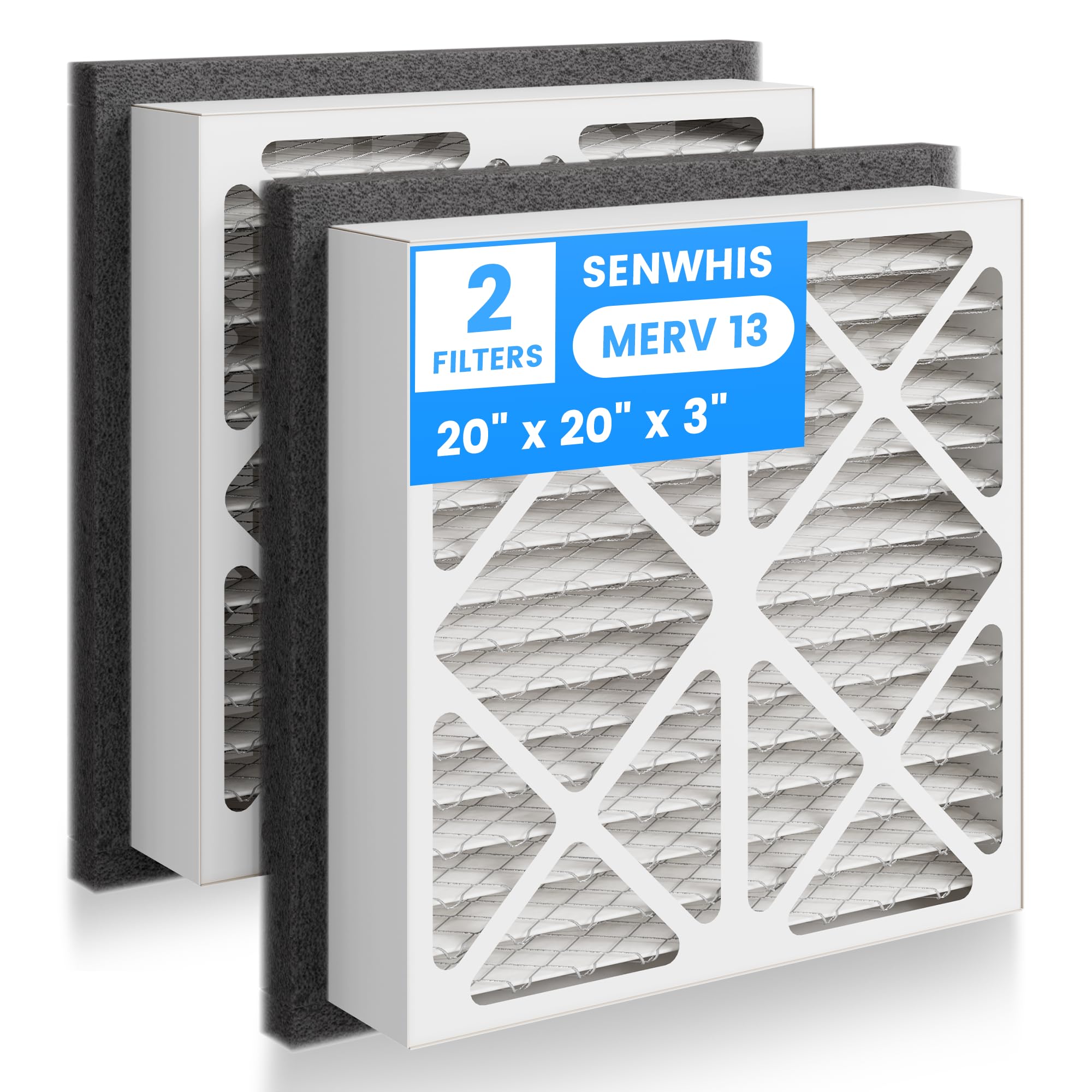 Photo 1 of 20x20x3 MERV 13 Pleated Air Filter Replacement for Zephyr VGF Series 20x20x3 Whole Home Return Air Grille Filter, MERV 13 Air Filtration System, 2 Pack