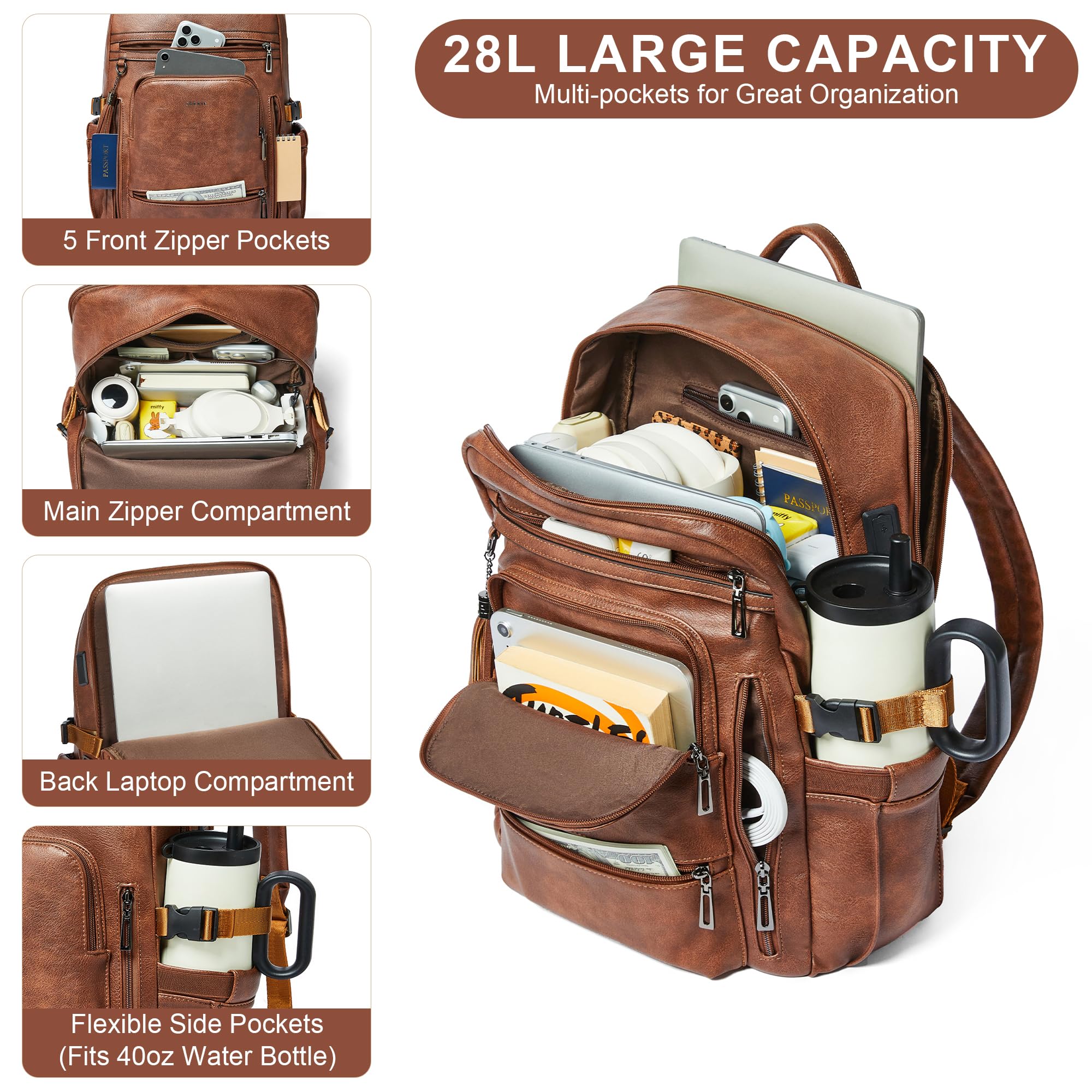 Shrrie Mochila de viaje para portátil de 17 pulgadas, gran capacidad 28L