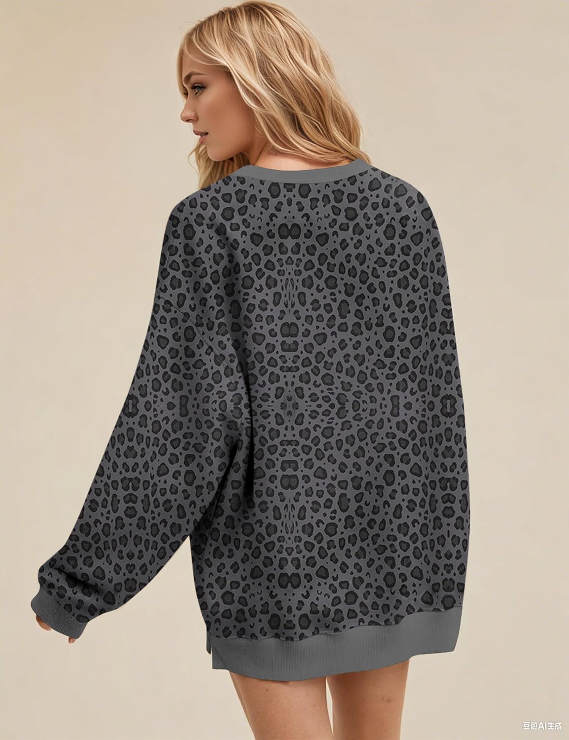 OLAPTA Women Leopard Sweatshirts Oversized Long Sleeve Cheetah Print Fleeced Pullover Tops Graphic Trendy Fall Clothes 2000s - Image 2