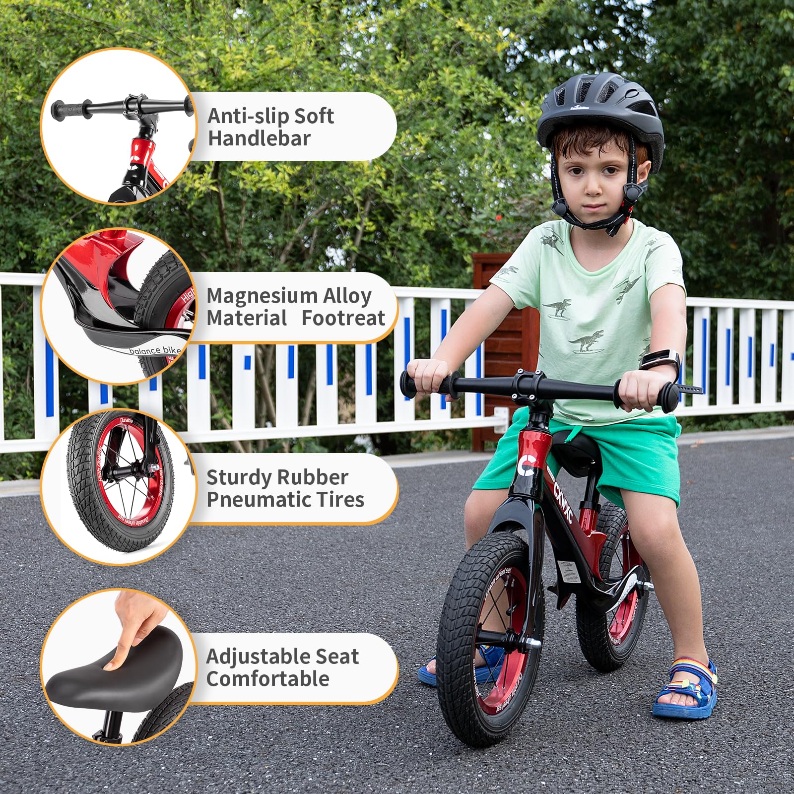 CXWXC Draisienne à partir de 2 Ans jusqu'à 30 kg, Cadre en magnésium, Selle d'équilibre réglable en Hauteur, Roues de 12 Pouces, vélo pour Enfants de 24 à 60 Mois