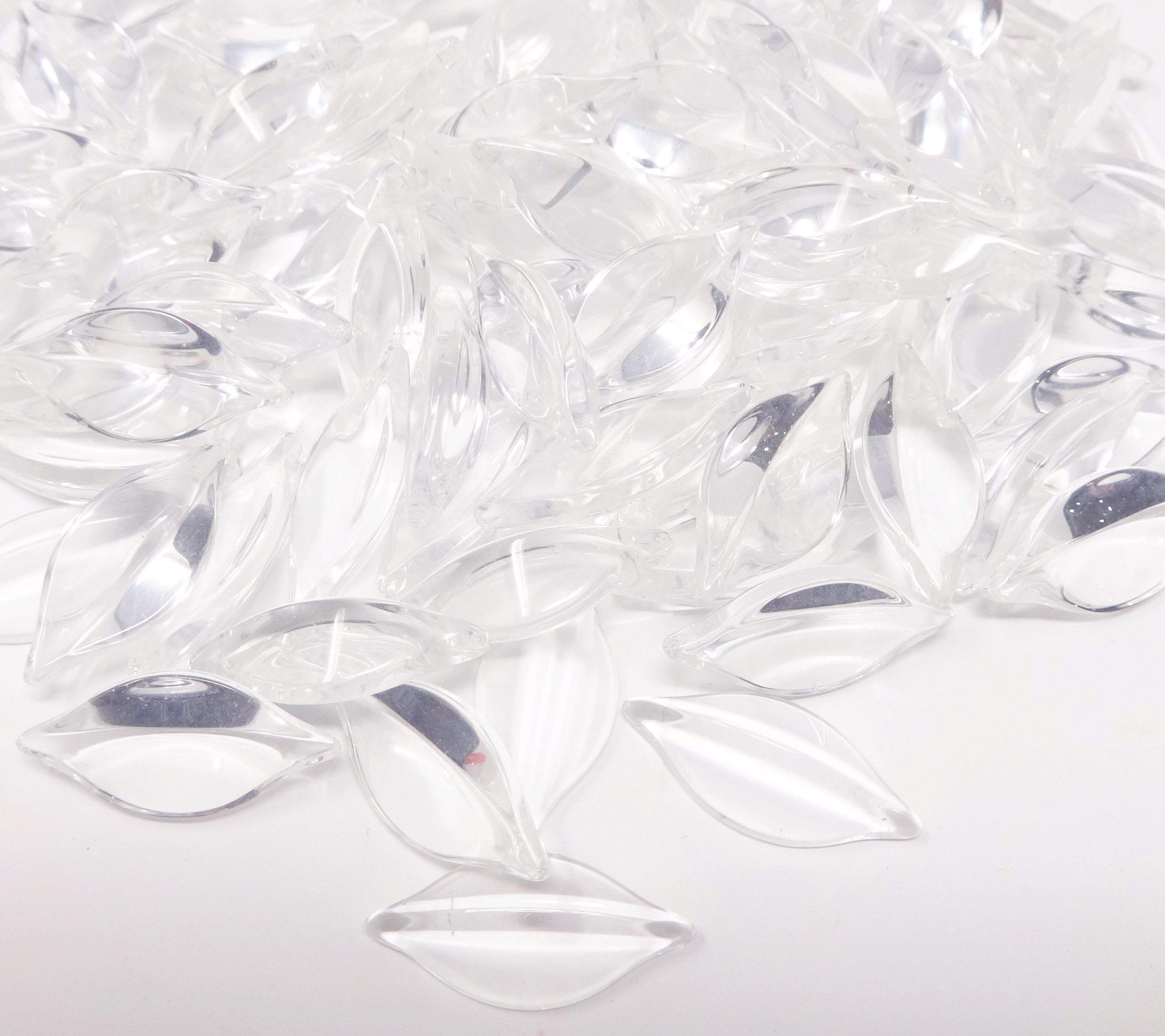 Excel Impex Flat Bottom Petal Shaped Glass Crystals, Glass Pebbles Glass Gems for Decoration, Making Crafts or Aquarium Decor(20mm x 10mm x 4mm Size)- Set of 50 | Clear 1