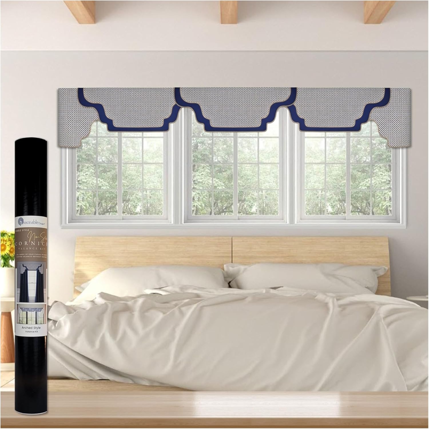 No-Sew Valance Kit | DIY Window Treatment | Arched Cornice Re-Imagined - Create Refined Custom Valances in One Afternoon, No Sewing Needed | Fits Standard Curtain Rods