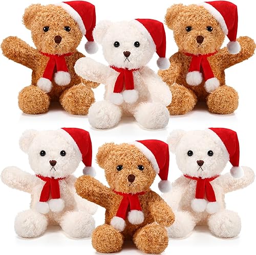 Miniatura 1 de Shappy Paquete de 6 animales de peluche de oso suave de 12 pulgadas, lindos osos a granel con sombrero y bufanda para niños, niñas, niños, novia,