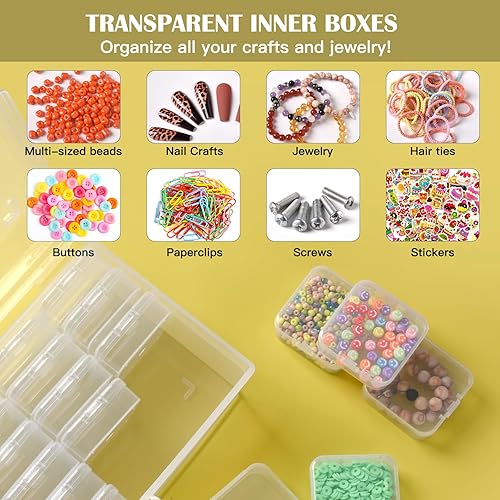 Miniatura 4 de Douorgan Contenedores de almacenamiento de cuentas pequeñas, 28 piezas, organizadores de almacenamiento de plástico, caja de almacenamiento portátil