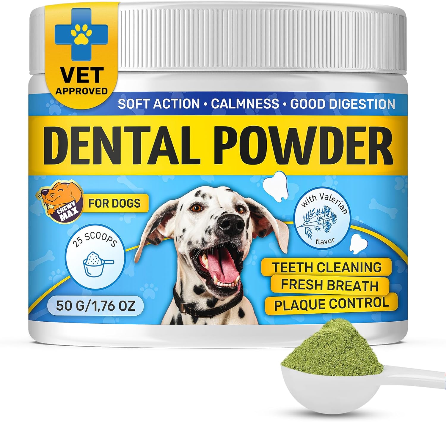 Dog Breath Freshener with Probiotics | Dog Dental Powder | Teeth Cleaning with Valerian Flavor | Suitable for All Breeds | 50 G