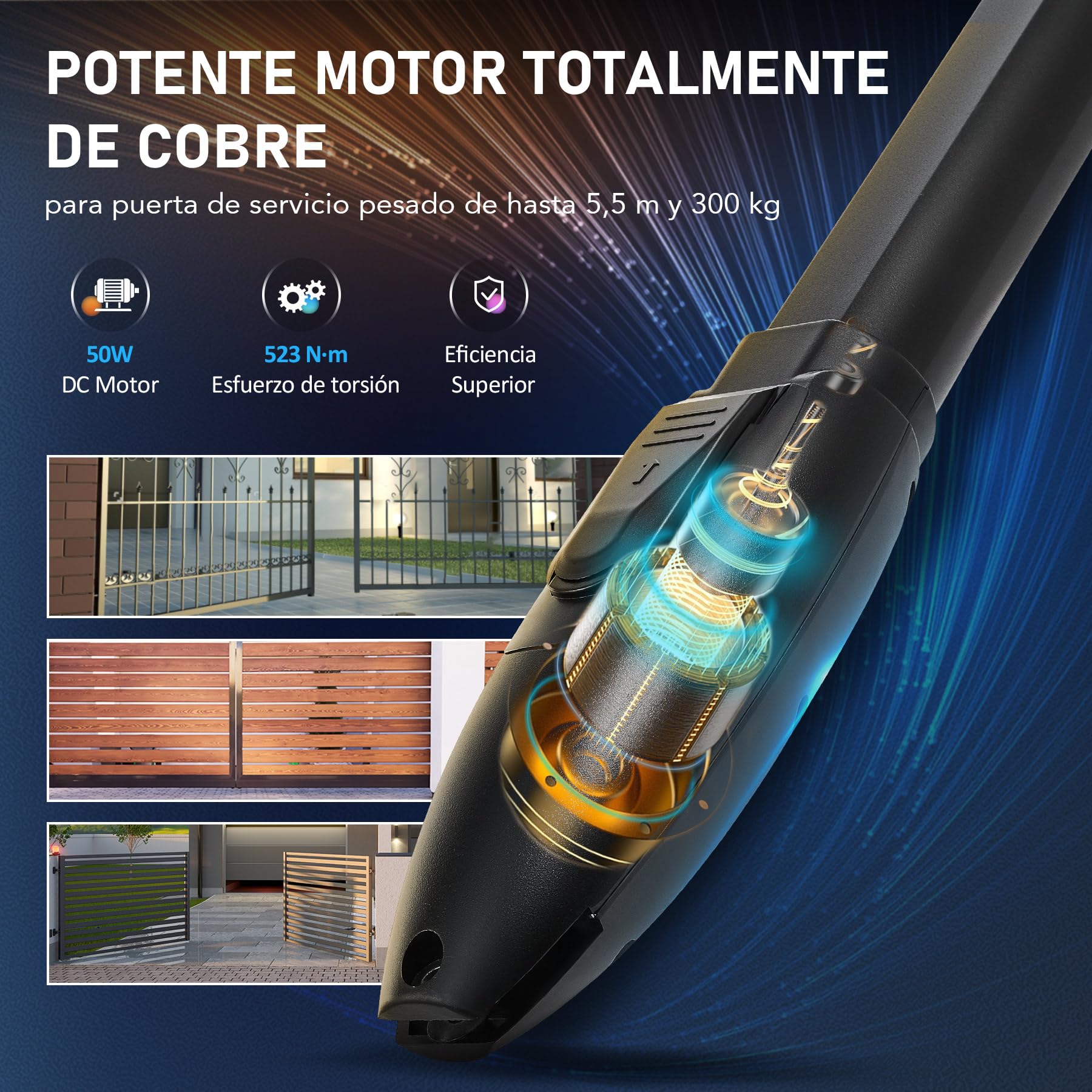 CO-Z Motor para Puerta Batiente, 300KG, Kit Completo con 2 Mandos a Distancia y Llave de Liberación, Motor Abatible Automático