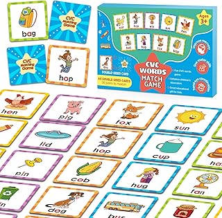 Memory Game, CVC Word Games Kindergarten, Memory Games for Kids Ages 4-8, Matching Games for Toddlers 3-5, Phonics Games F...