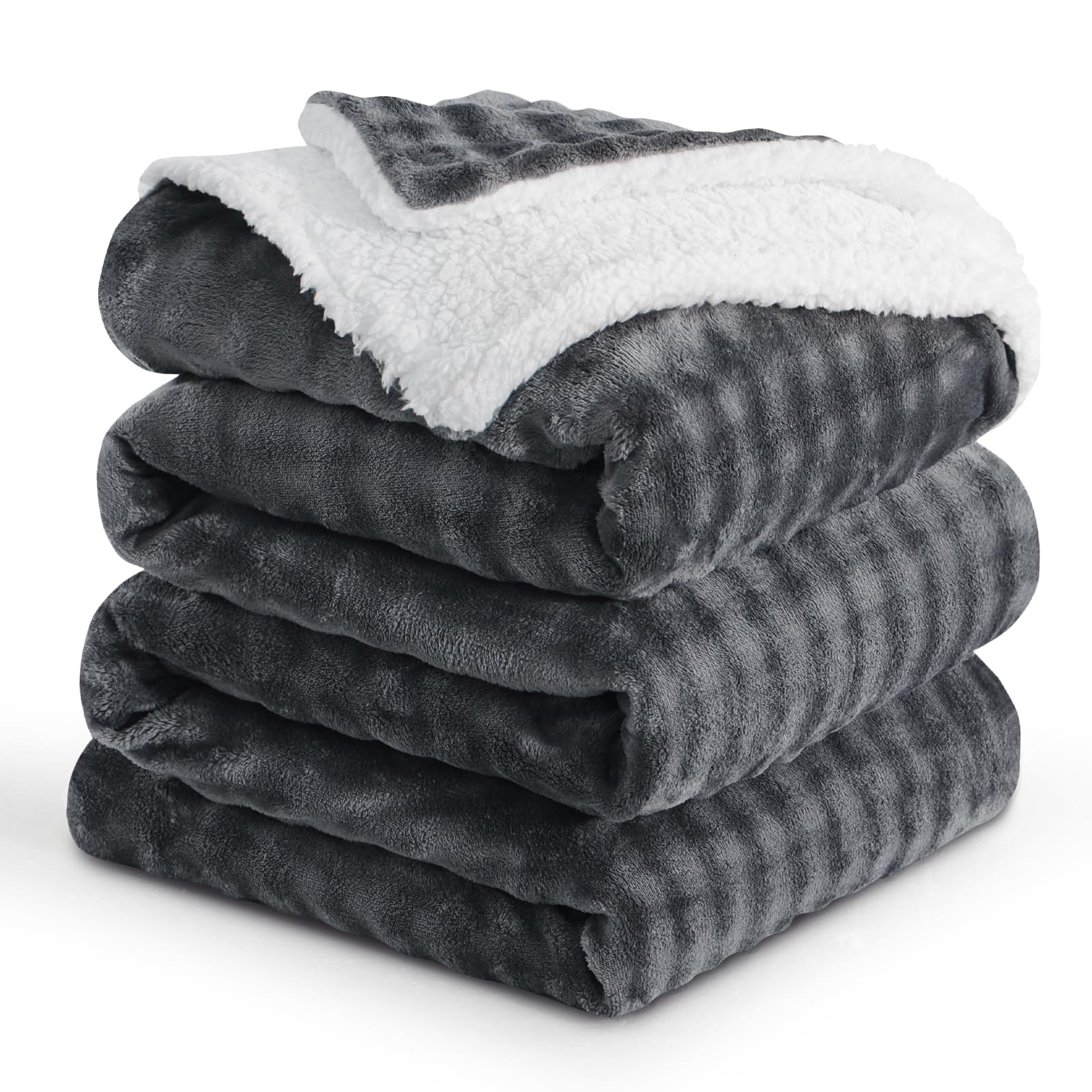 RUIKASI Manta Cama Invierno para Cama 180/200, Franela Sherpa Reversible Polar de Borreguito, Gruesa y Suave al Tacto, Calidez Envolvente y Buena Transpirabilidad (Gris, 220 x 240 cm) OEKO-TEX STANDARD 100