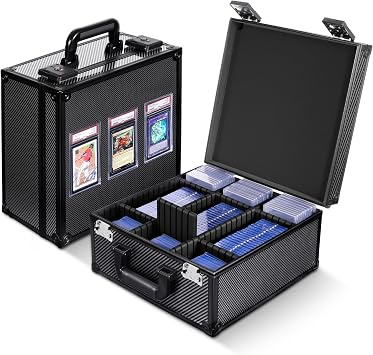 Kabinka Graded Card Storage Box, Trading Card Storage Case Holds 140+ Graded Cards, Sports Card Storage Box with TSA Combination Lock, Fits PSA/CSG/CGC/SGC/BGS/Top Loaders Carbon Fibre