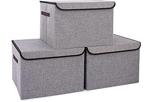 Foldable Fabric Storage Boxes Cube for Linen, Toys, Closet Organizer [3-Pack] - Foldable Storage Box