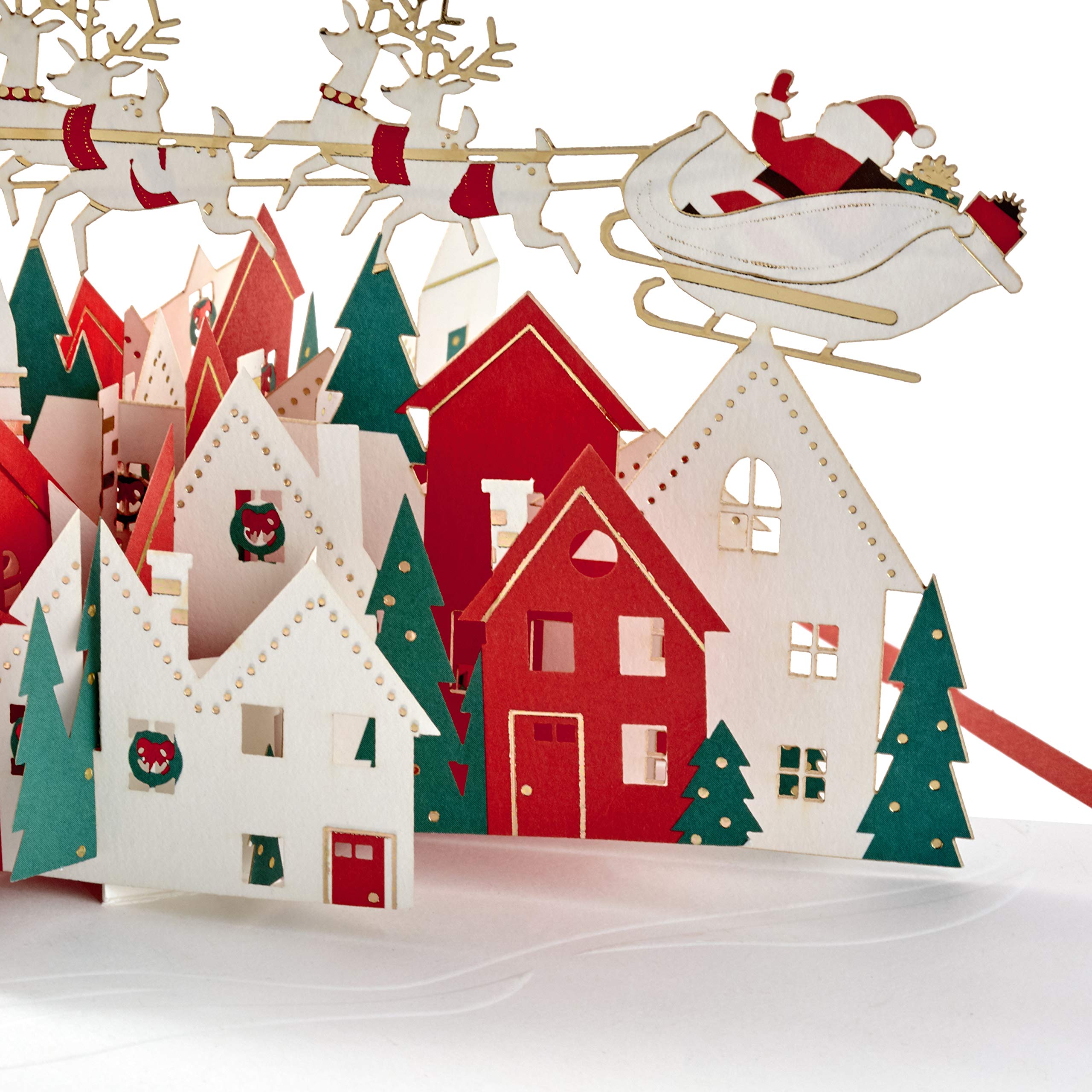 Hallmark Pop-Up-Weihnachtskarte mit Unterschrift Pop-Up Weihnachtsmann und seine Rentier