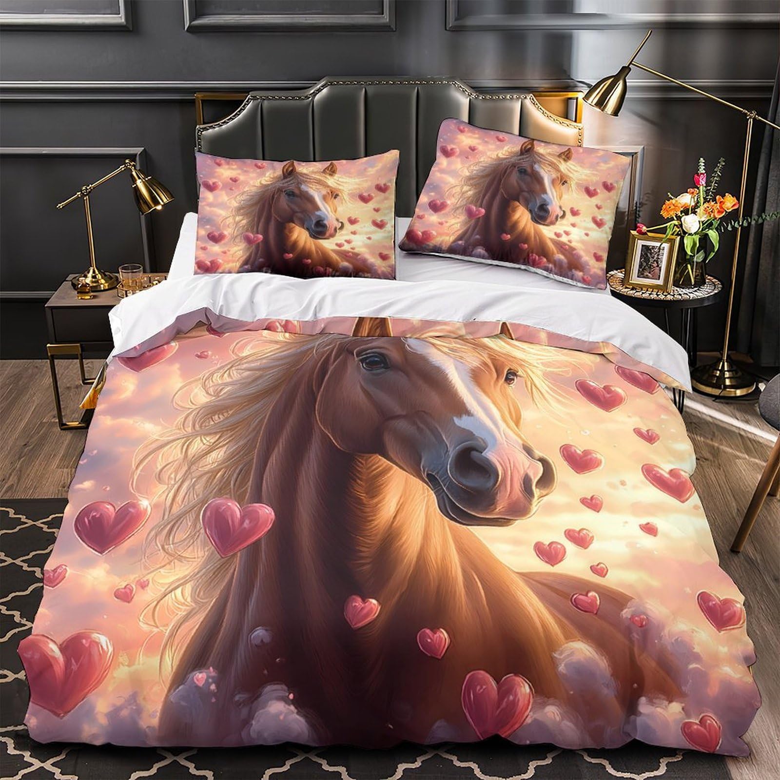 Parure de lit 3D motifs de rubans en microfibre douce avec housse de couette double 200x200cm