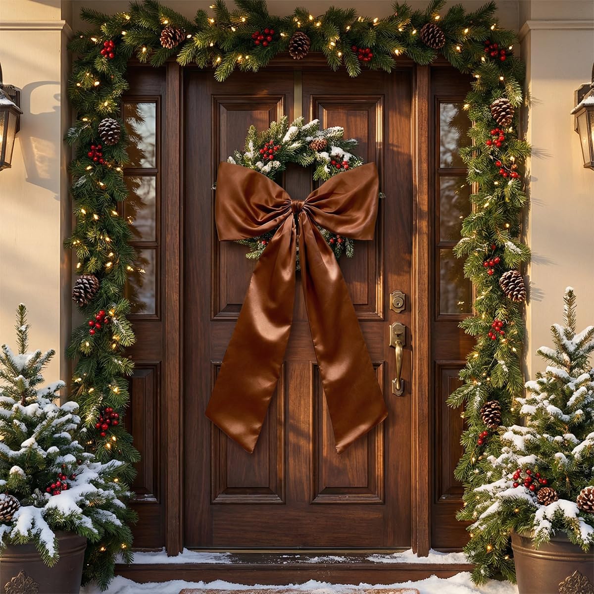 Large Satin Bow Wall Decor, 41x26 Inch Oversized Coquette Bow for Girls Room, Bedroom, Birthday Party, Baby Shower, Bridal Shower, Brown