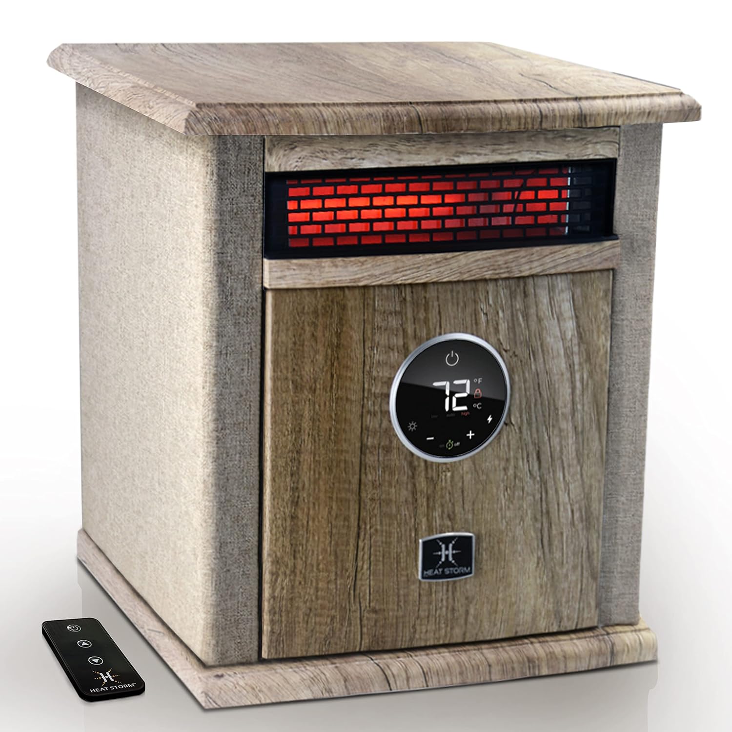 Heat Storm Portable Electric Space Heater 1500-Watt Cabinet Infrared Quartz Element Heater With Digital Thermostat Remote Control washable