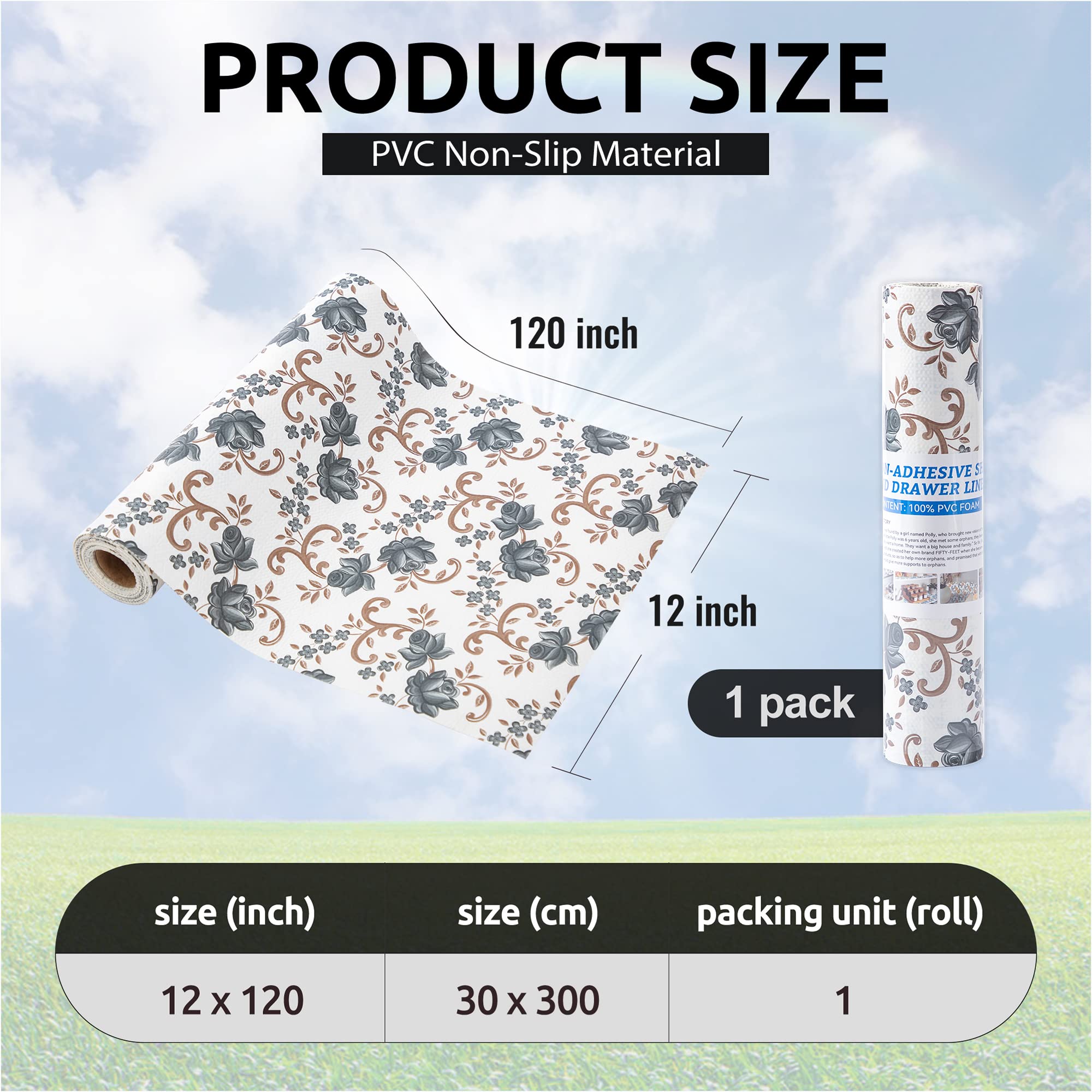 Black Floral Shelf Liner - Protect & Decorate -3 Black Floral Shelf Liner - Protect & Decorate -3