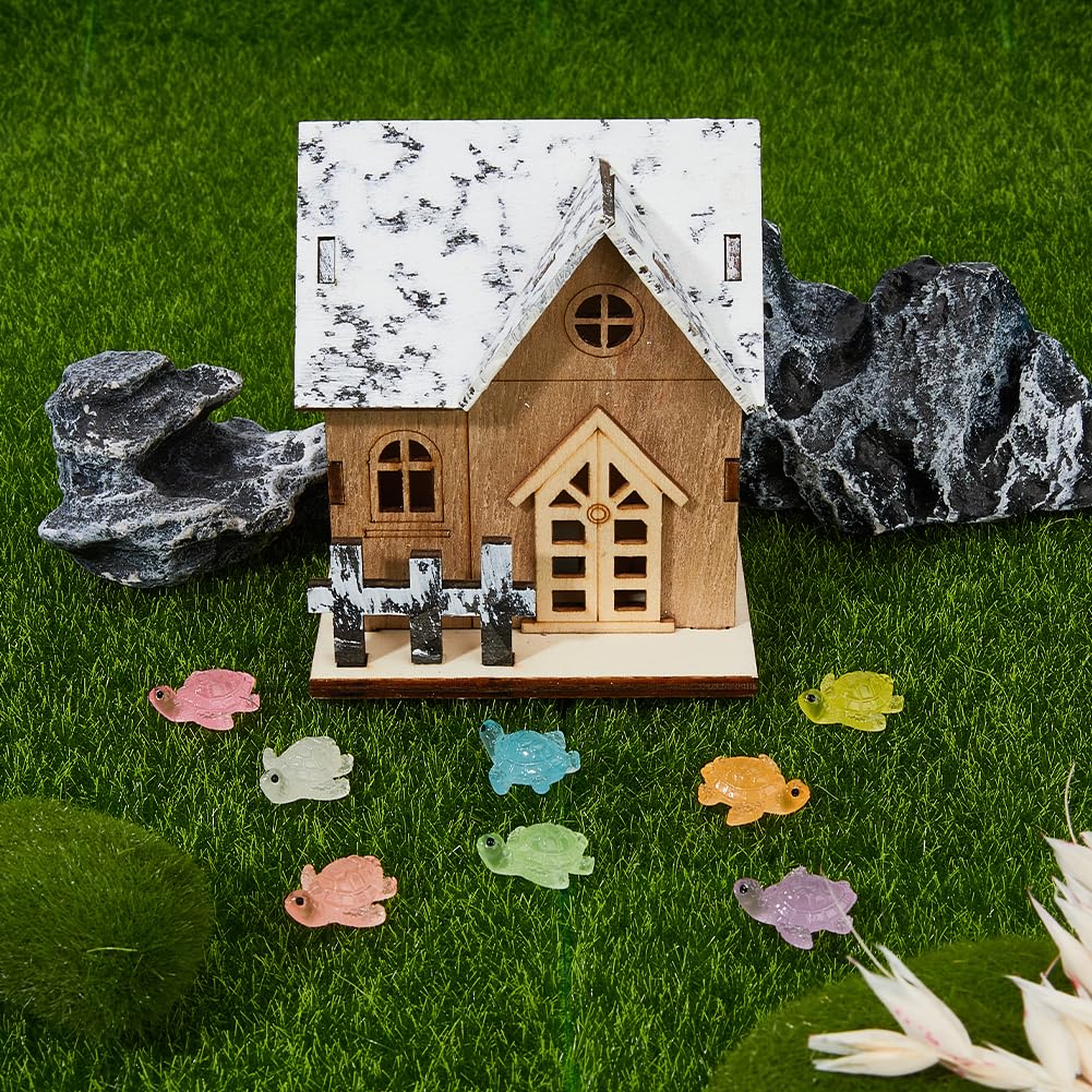 80 Mini Tartarughe Marine Luminescenti In Resina | 8 Colori | Figure Glow In The Dark Per Decorazioni Torte, Terrari, Giardini Fatati E Giochi Caccia Al Tesoro