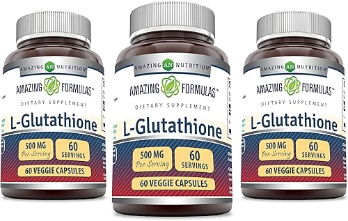 Miniatura 9 de Amazing Formulas - Suplemento reducido de L-glutatión  500 mg por porción  60 cápsulas vegetales  Sin OMG  Sin gluten  Fabricado en Estados Unidos