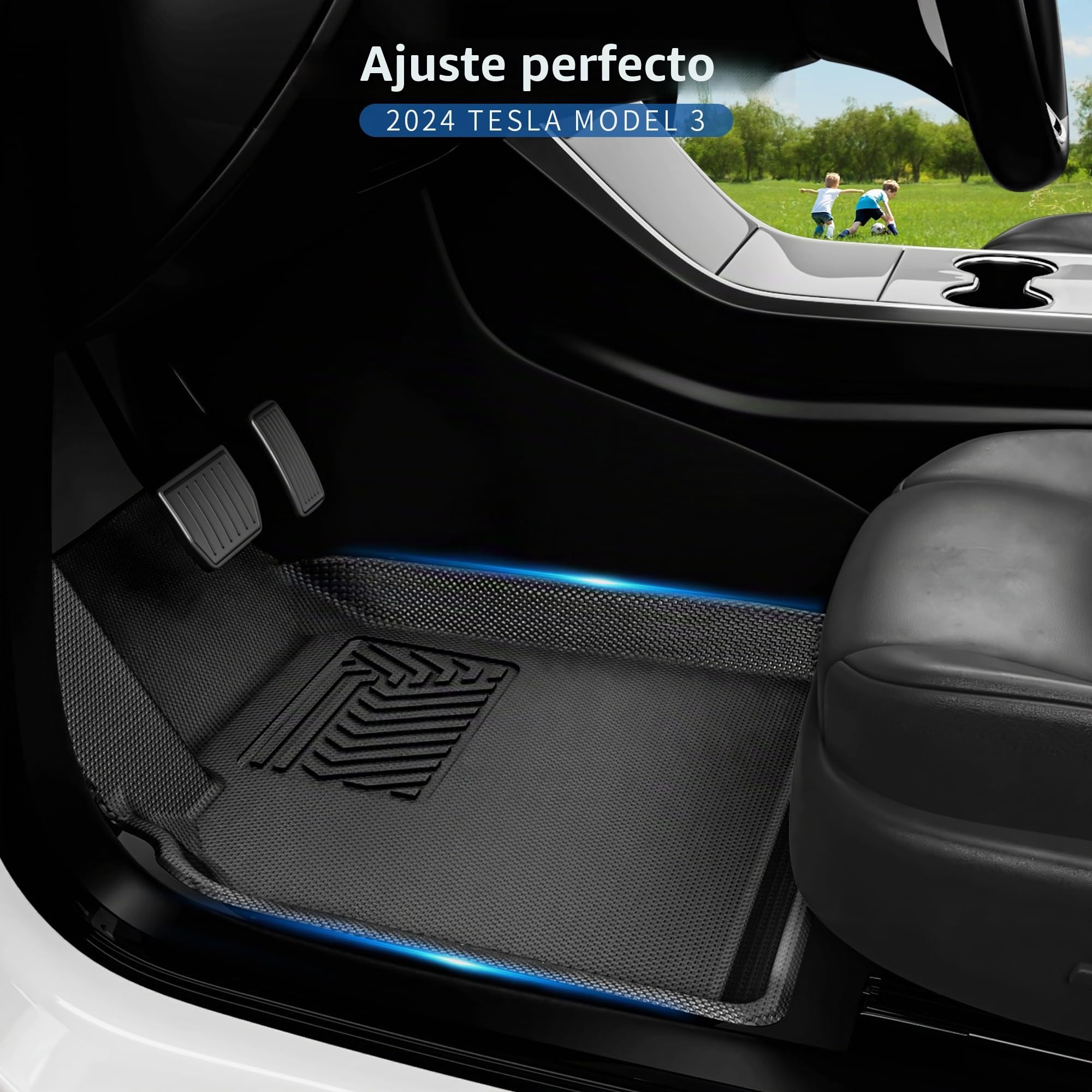YITAHOME Tesla Model 3 Highland - Juego Total de Alfombrillas Antideslizantes para Todo Tipo de Clima, de Pared Alta, 3D, Impermeables, para Todo Tipo de climas, Antideslizantes, compatibles con Solo