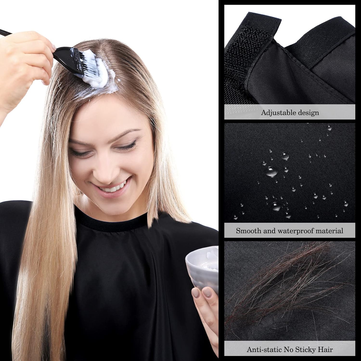 Wesiti 16 Pcs Short Makeup Cape for Women Men Black Waterproof Nylon Hair Cutting Cape, Salon Hair Apron Beard Shorty Smock for Clients Lightweight Makeup Bib for Artist Beautician