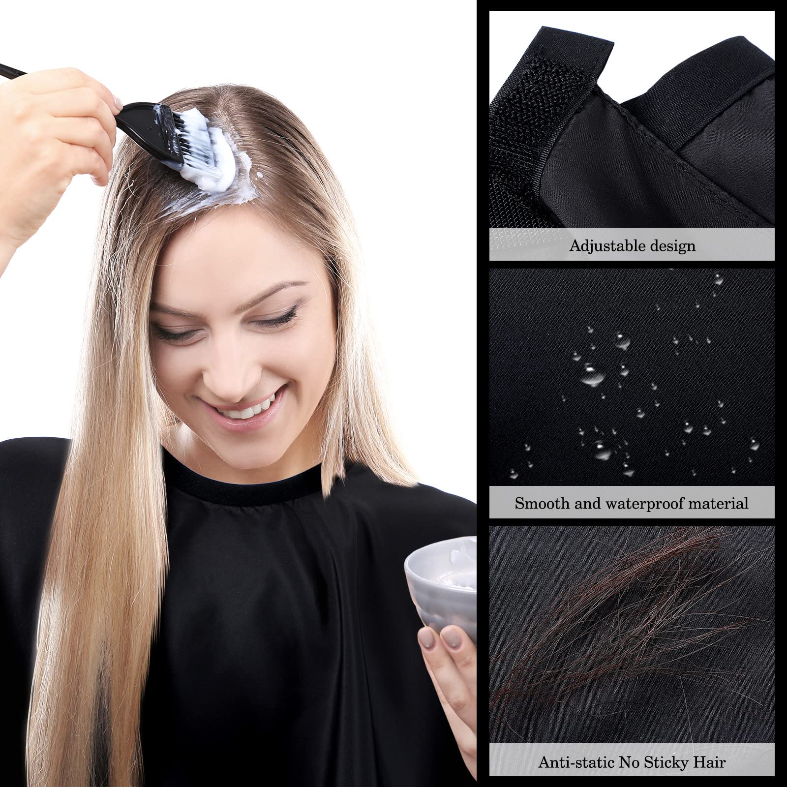 Wesiti Kurzer Make-up-Umhang für Damen und Herren, schwarz, wasserdicht, Nylon, Haarschneideumhang, Salon-Haarschürze, Bart, Shorty-Kittel für Kunden, leicht, kurzes Make-up-Lätzchen für