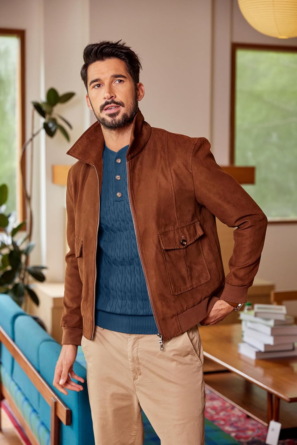 COOFANDY Men Casual Knit Sweater Quarter Button Henley Long Sleeve Slim Fit Twisted Pullover Sweater - Image 5