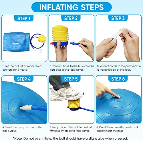 Miniatura 7 de APEXUP Pelota de yoga, silla antideslizante de estabilidad, pelota de gimnasio grande resistente para fitness, equilibrio, entrenamiento central y