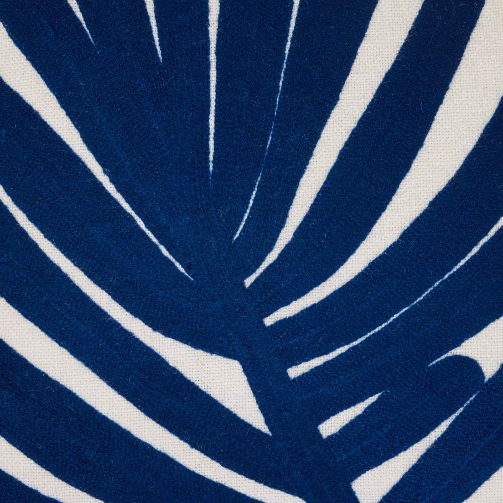 Madura - Housse de Coussin Lin Brodée 40x40 cm - Feuille de Palmier - Broderie Élégante - Collection Tropicale - Ecru Indigo - Décoration Salon Chambre Canapé - TROPI