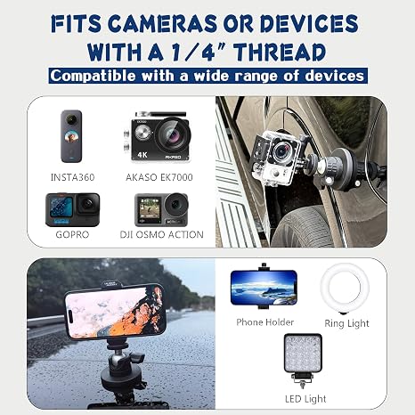 ULIBERMAGNET Black Magnetic Camera Mount, Strong Magnetic Mount with 360 Rotation Ball Head,