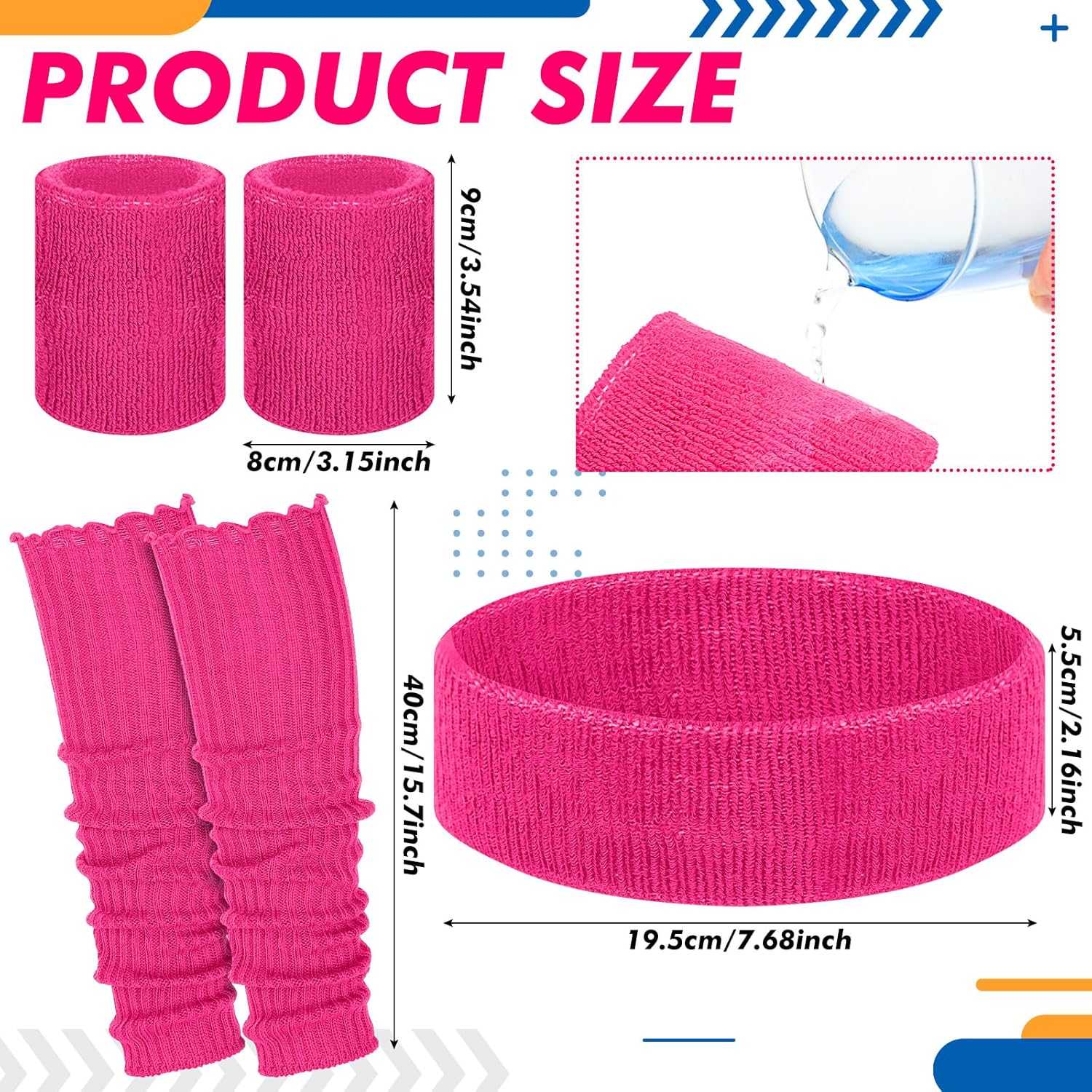 Hillban 4 Set 80s Leg Warmers for Women Men 80s 90s Accessories Neon Headband Wristband Workout Outfit for Carnival Party - Image 2