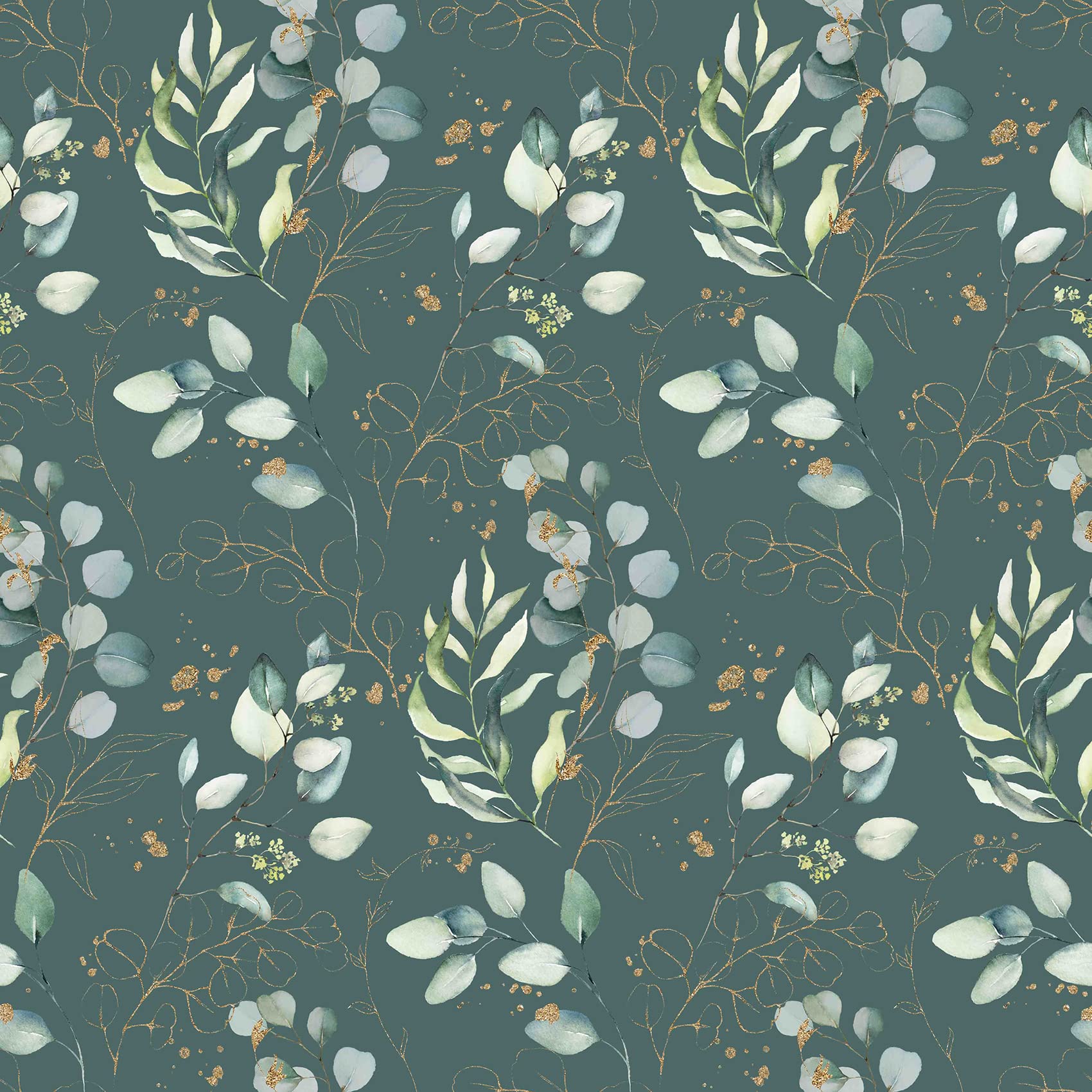 VmG-Store 1m Cotton Fabric for Sewing 100% Cotton, Eucalyptus Green, Print, Children's Fabric, Eucalyptus Green Bc045