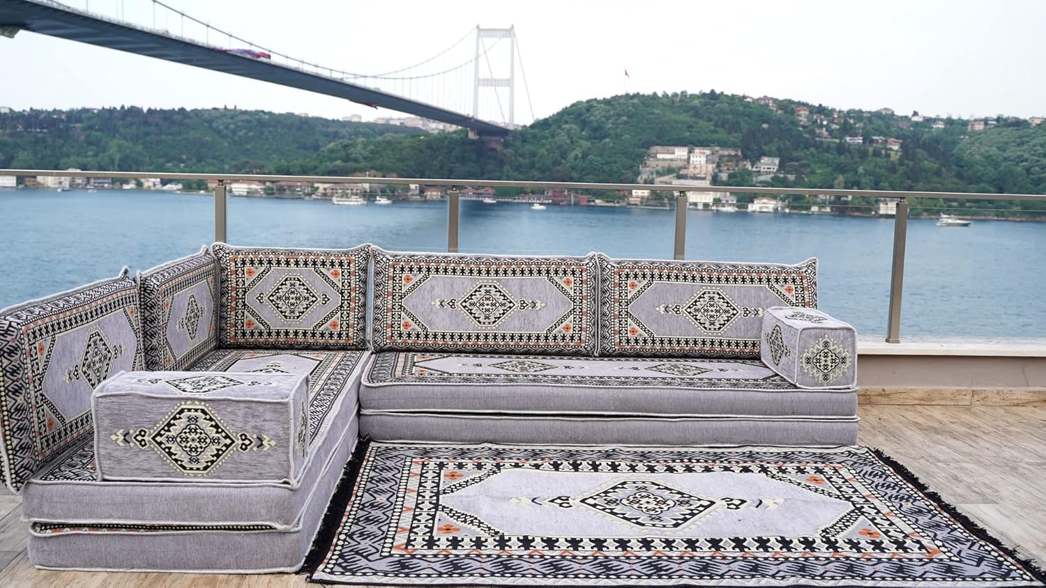 arabicsofa Gray Oriental Arabic Jalsa Floor Seating – Handmade Modular Floor Cushion