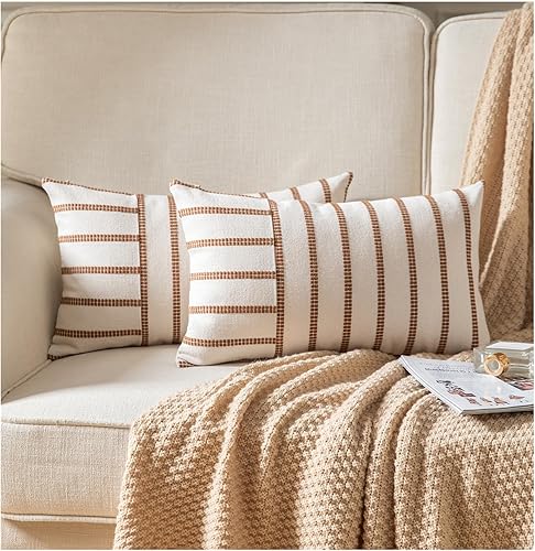 Caflife Boho Throw Pillow Covers 12x20 Set of 2 Soft Farmhouse Decorative Couch 