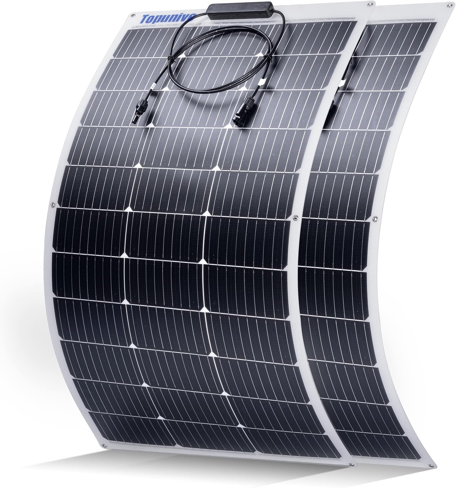2PCS 100W 12V Flexible Solar Panel 9BB Monocrystalline Cell 12 Volt Semi-Flexible for Marine RV Trailer Boat Cabin Van Car Uneven Surfaces 12V 24V Battery Charge