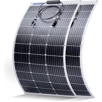 Flexible Solar Panel 2 Pieces 100 W 12 V Monocrystalline Flexible Solar Module 100 Watt 12 Volt for 12 V Batteries Caravan Motorhome Boat Yacht Marine