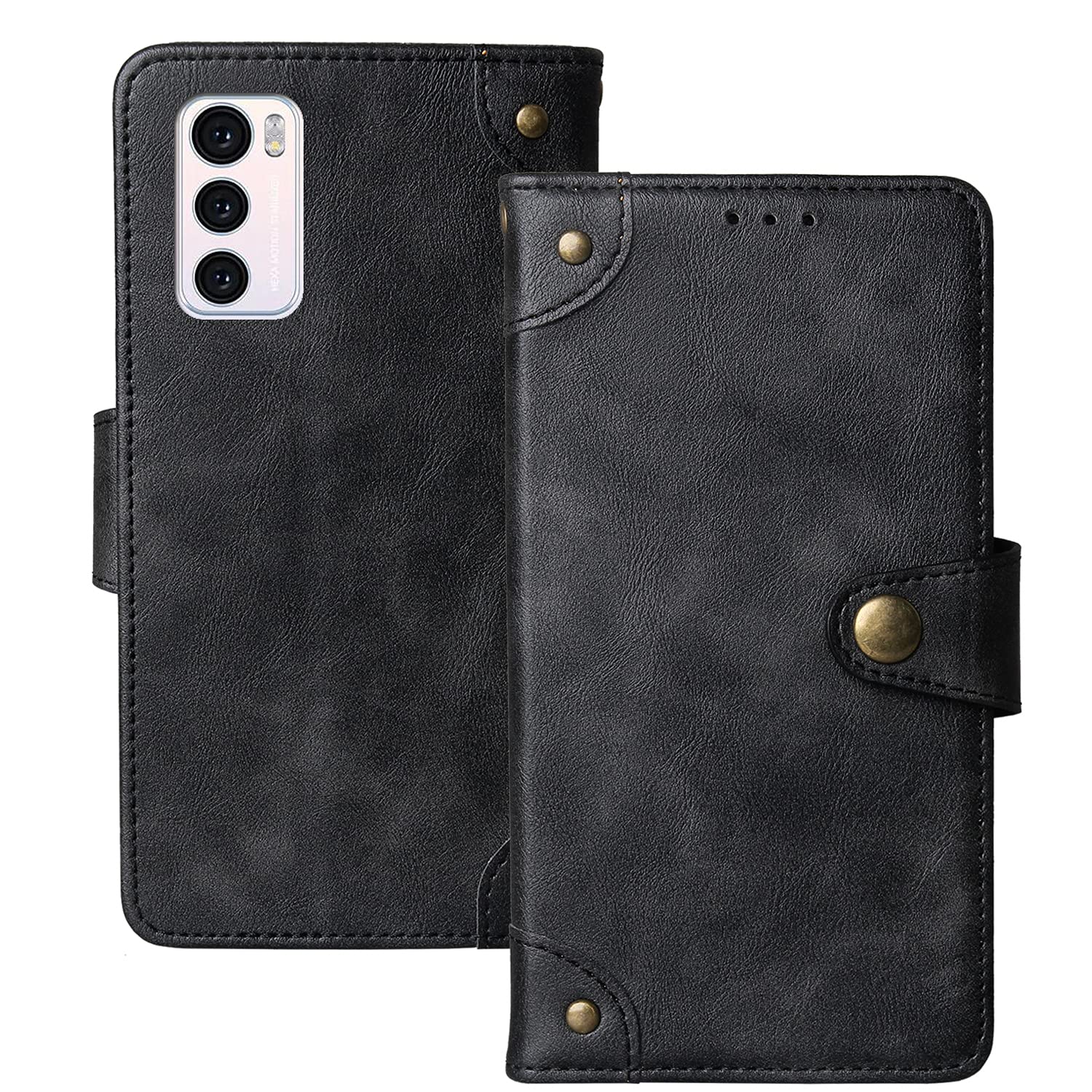 Lankashi Flip Genuine Premium Leather Phone Gel Case for LG Wing 5G 6.8" TPU Silicone Cover Etui Protective Protector Wallet Shell Bumper (Black)