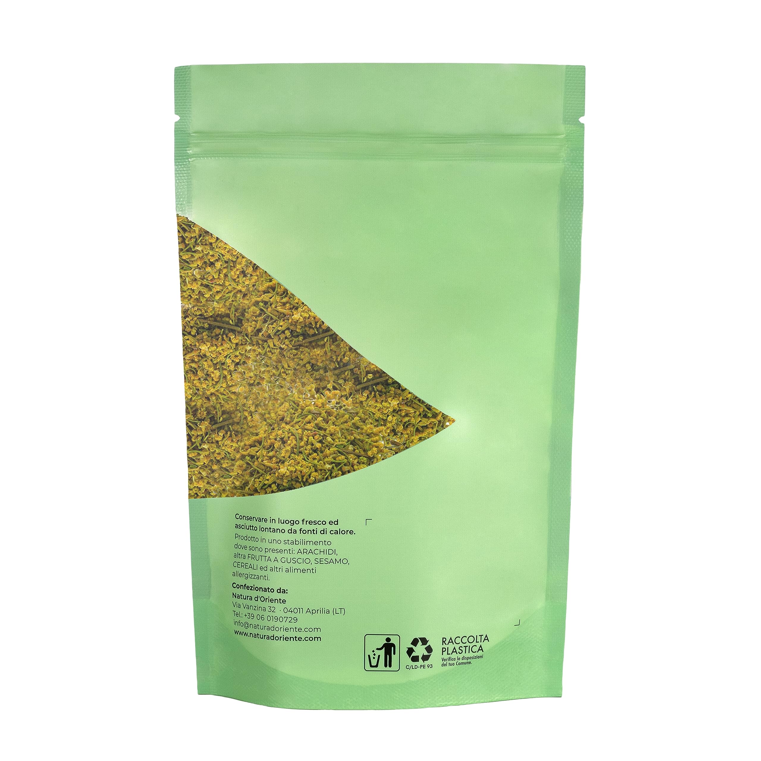 NATURA D'ORIENTE Finocchiella Selvatica Fiore 250g – Fiore di Finocchietto Selvatico Essiccato – 100% Naturale – Ideale per Salsicce, Marinature, Liquori e Uso Erboristico PRODOTTO ITALIANO