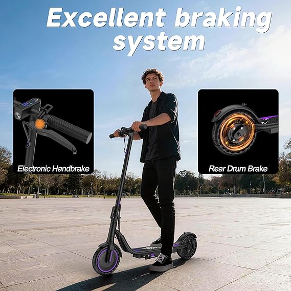 Electric Scooter for Adults & Teens, 350W Motor, 15 Miles Long Range, 19 MPH Max Speed, 8.5 Solid Tire, Lightweight EScooter with Dual Brakes & Lights, APP