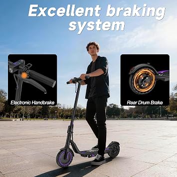 Electric Scooter for Adults & Teens, 350W Motor, 15 Miles Long Range, 19 MPH Max Speed, 8.5 Solid Tire, Lightweight EScooter with Dual Brakes & Lights, APP