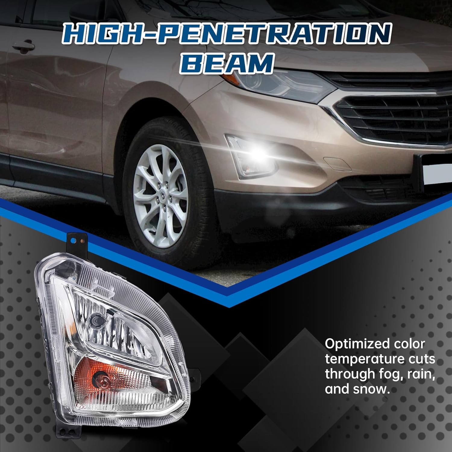 Fog Light Compatible With 2018-2021 Chevy Equinox Right Side Front Bumper Fog Lamp
