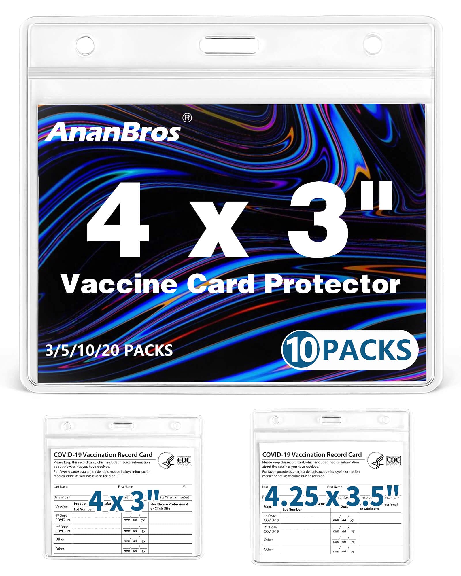 Buy AnanBros 10Pcs Vaccination Card Protector 4x3 In For CDC Vaccine 