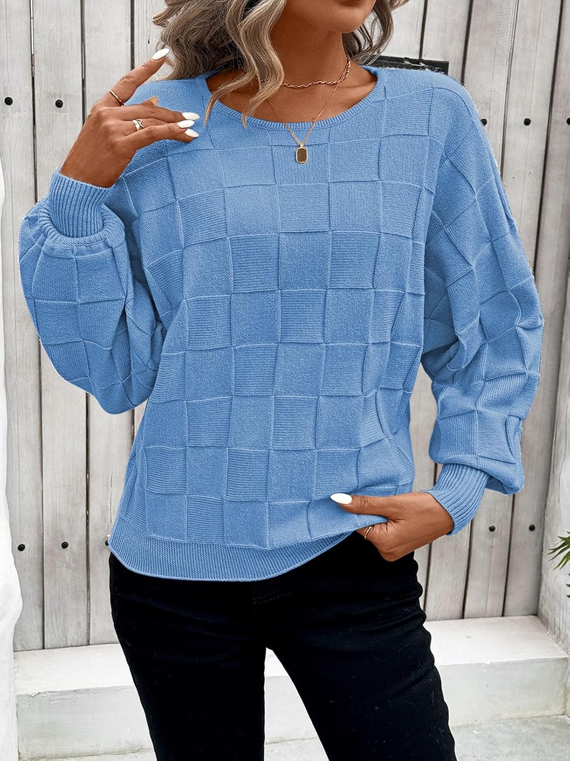 Pink Queen Women's Fall Sweaters 2025 Casual Long Batwing Sleeve Oversized Crewneck Pullover Winter Fashion Trendy Outfits - Image 6