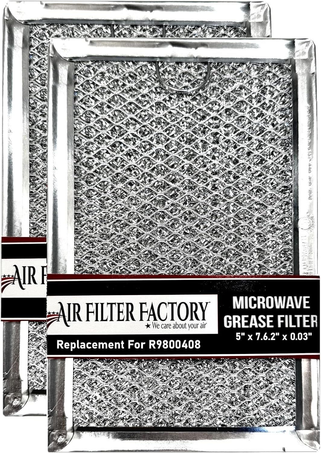 Air Filter Factory Replacement For R9800408 Whirlpool 5 x 7.62 x 0.03 Inches Microwave Oven Aluminum Mesh Grease 12-Layer Vent Filter 2-Pack