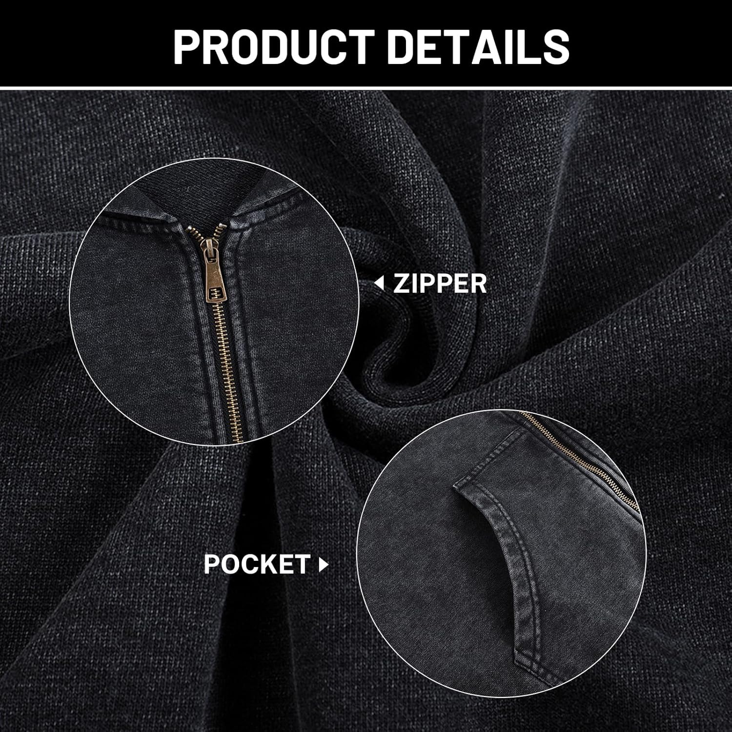 BINTEHGS Basic Oversized Vintage Zip Up Hoodie for Women Baggy Acid Wash Jacket Y2k Retro Grunge Zipper Sweatshirts Loose Fit - Image 6